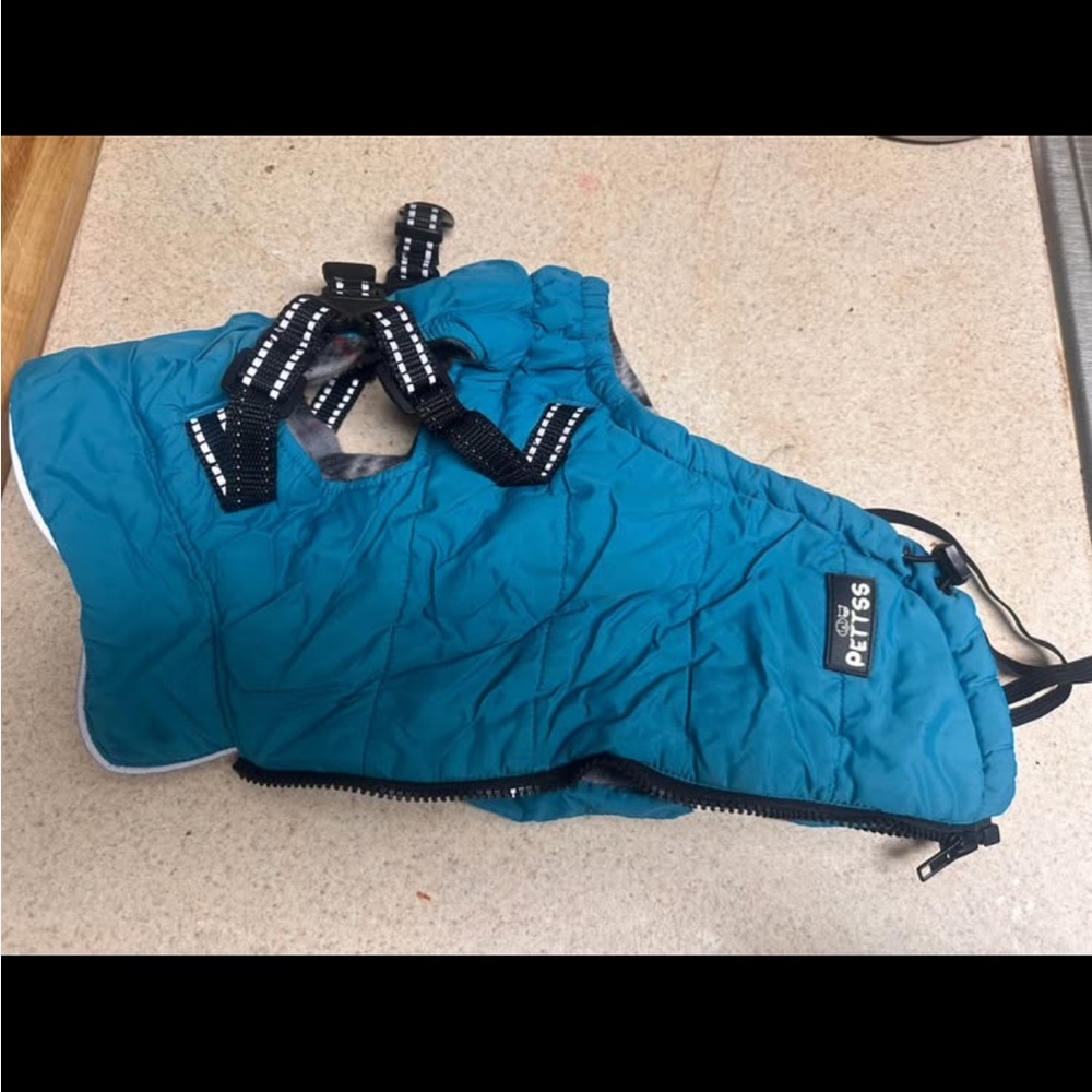 Petts Teal Quilted Dog Coat - Medium